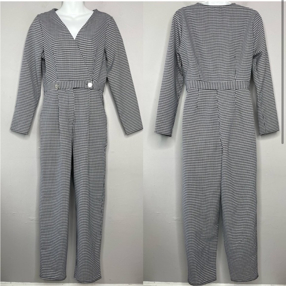 NWT MISS SELFRIDGE BLACK AND WHITE HOUNDSTOOTH JUMPSUIT 🖤🤍 - Picture 2 of 8